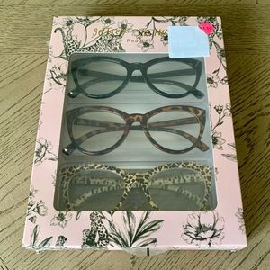 Betsey Johnson +1.50 Reading Glasses 3 Piece Set - NEW IN BOX